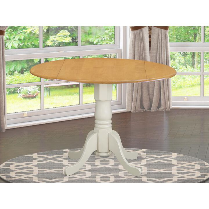 East West Furniture Dining Table Oak & Linen White, DLT-OLW-TP