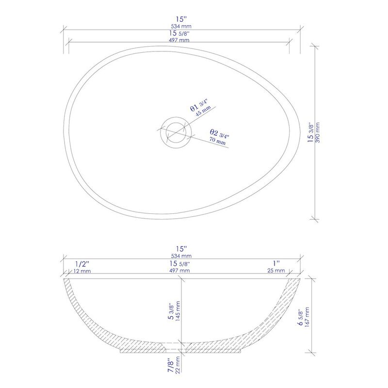 ALFI brand 21 Solid Concrete Tear Drop Above Mount Vessel Sink