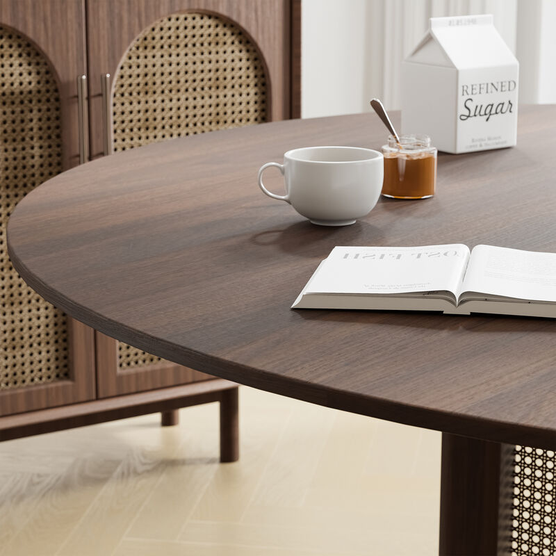 60 Cinna Modern  Wood Round Dining Table（Seats 8）