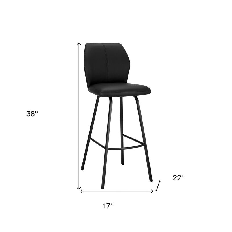 HomeRoots 26" Black Faux Leather and Iron Counter Height Bar Chair image number 6