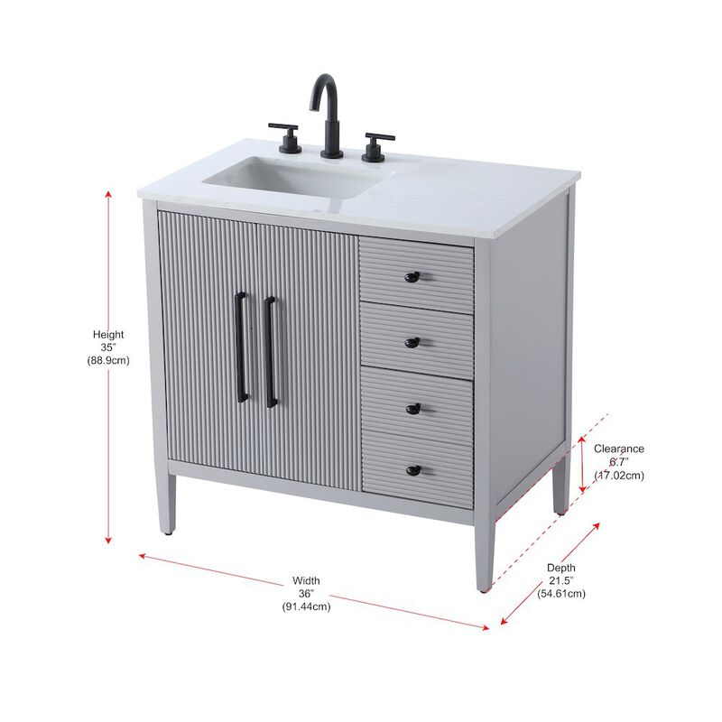 Elegant Kitchen and Bath 36 inch Single Bathroom Vanity in Grey