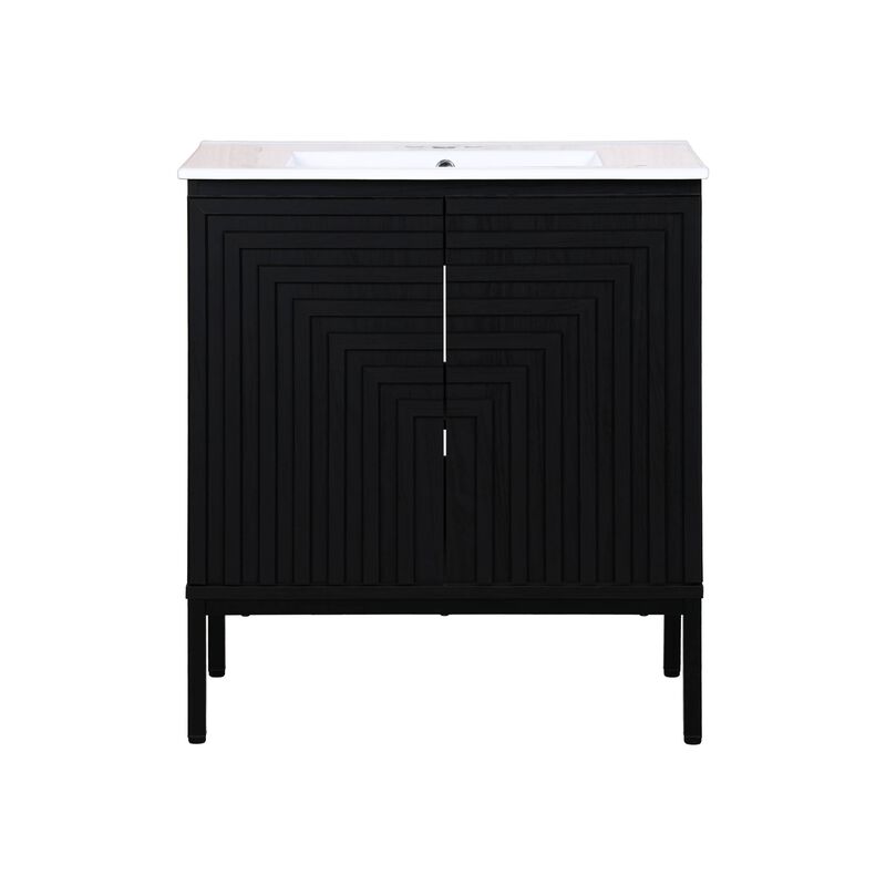 Rowan 24 in. W x 18 in. D x 33 in. H Geometric Modern Transitional 2-Shelf Bath Vanity Cabinet Only (Sink Basin Not Included)