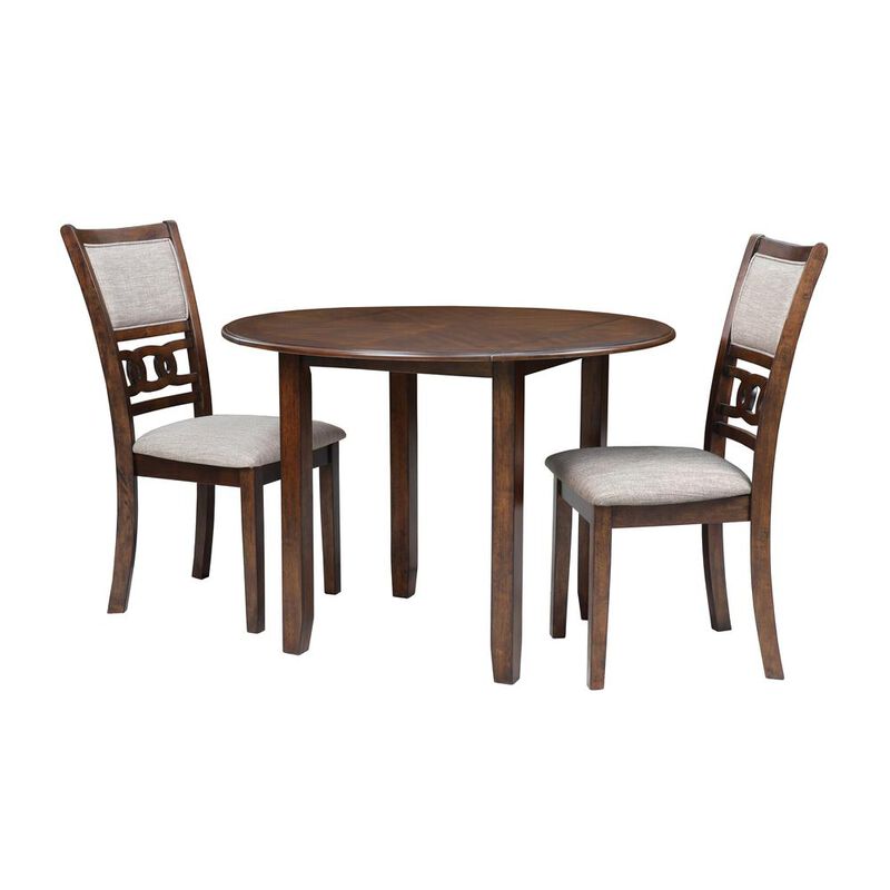 New Classic Furniture Gia 3-Piece 42 Wood Round Dining Set with 2 Chairs in Cherry
