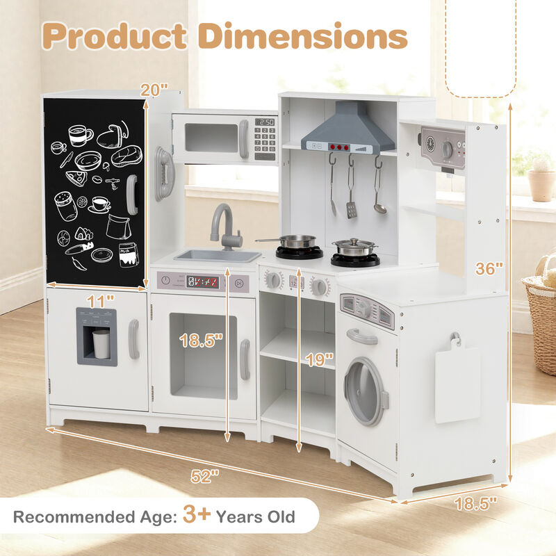 Large Pretend Play Kitchen Set with Lights and Sounds for Kids Playroom image number 2