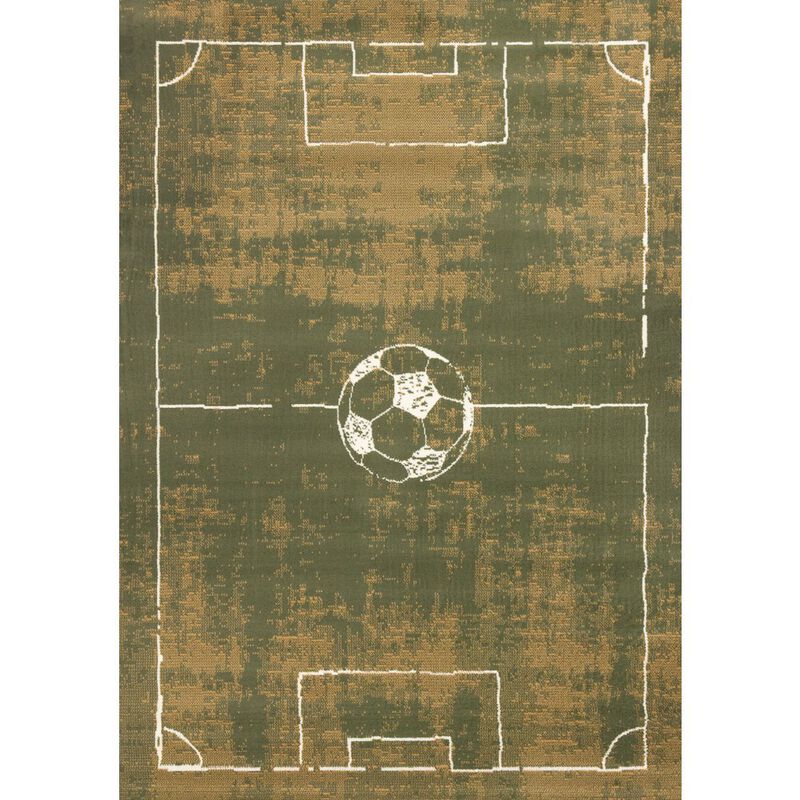 Novelle Home Green 5x7 Soccer Rug, Football Rug and Soccer Mat, Boys Room Rug image number 0