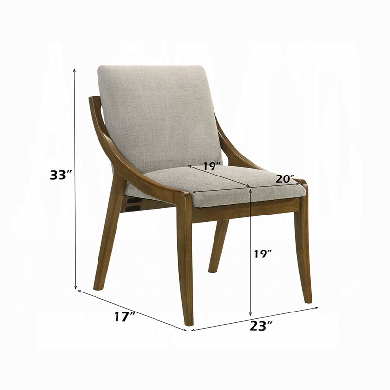 Kea Dining Side Chair Set of 2, Gray Chenille, Vintage Oak Brown Frame image number 7