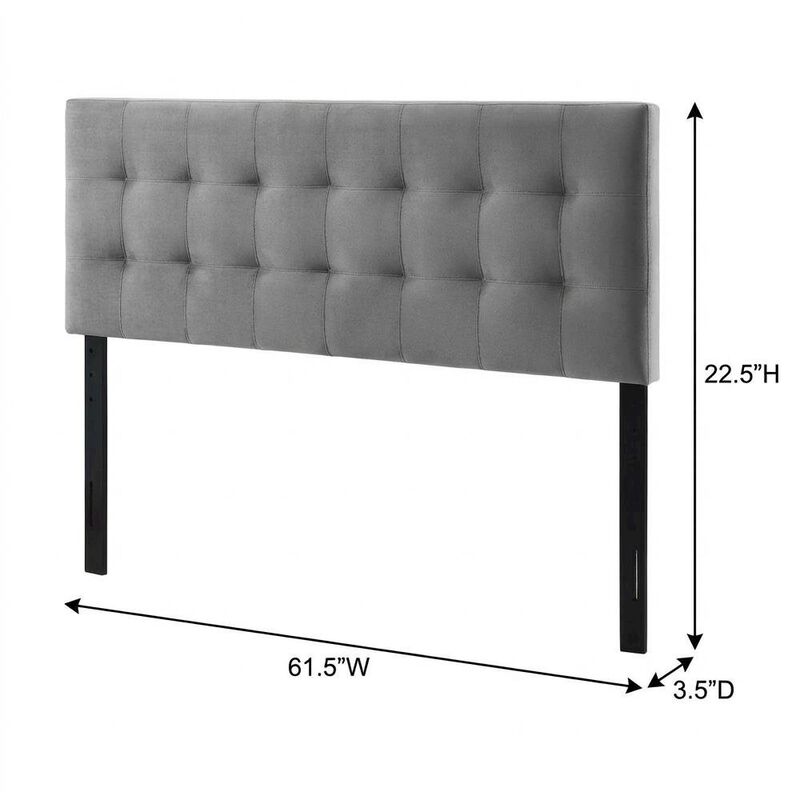 Biscuit Tufted Performance Velvet Queen Headboard in Soft Neutral Fabric image number 1