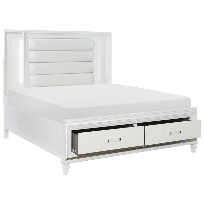 Queen Bedroom Set, White Wood, 4 Piece Set with 2 Nightstands and Dresser image number 3