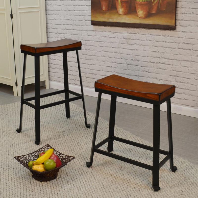 Carolina Living Thea 30 Saddle Seat Barstool - Chestnut/Black