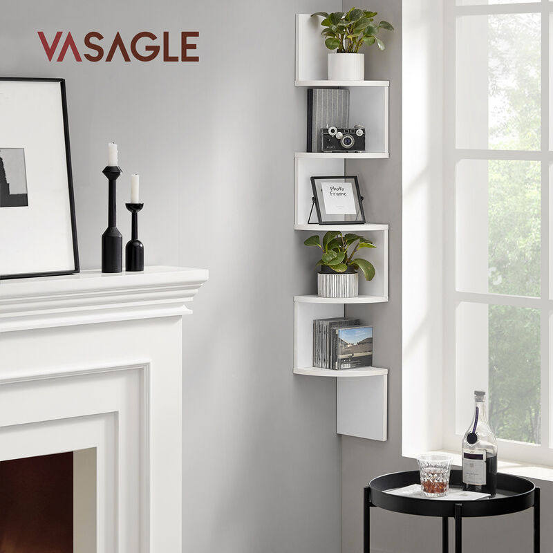 5-Tier Wall Mounted Corner Shelf for Space-Saving Storage and Display