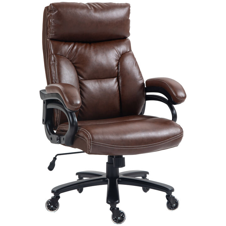 Vinsetto Big and Tall 400lbs Executive Office Chair with Heavy Duty Metal Base and Wheels, Large High Back Ergonomic Computer Desk Chair, Dark Brown