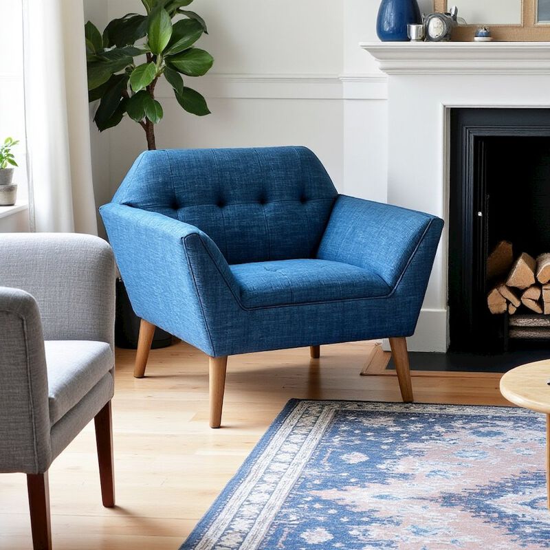 Starlight Canyon Home Blue Upholstered Accent Chair with Solid Wood Frame, Comfortable Armchair