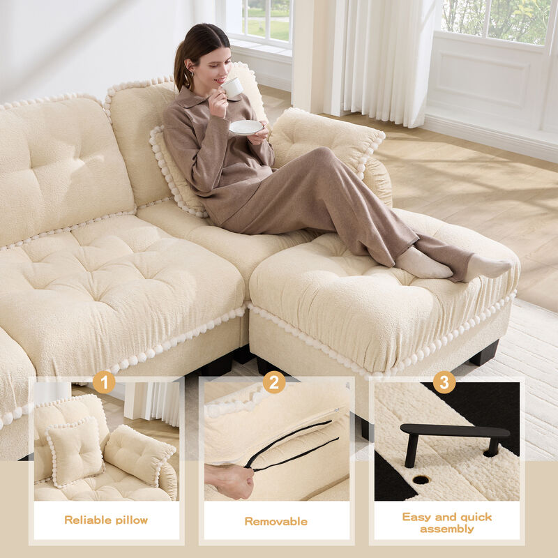 Ziworl Chenille Cloud L-Shaped Sectional image number 2