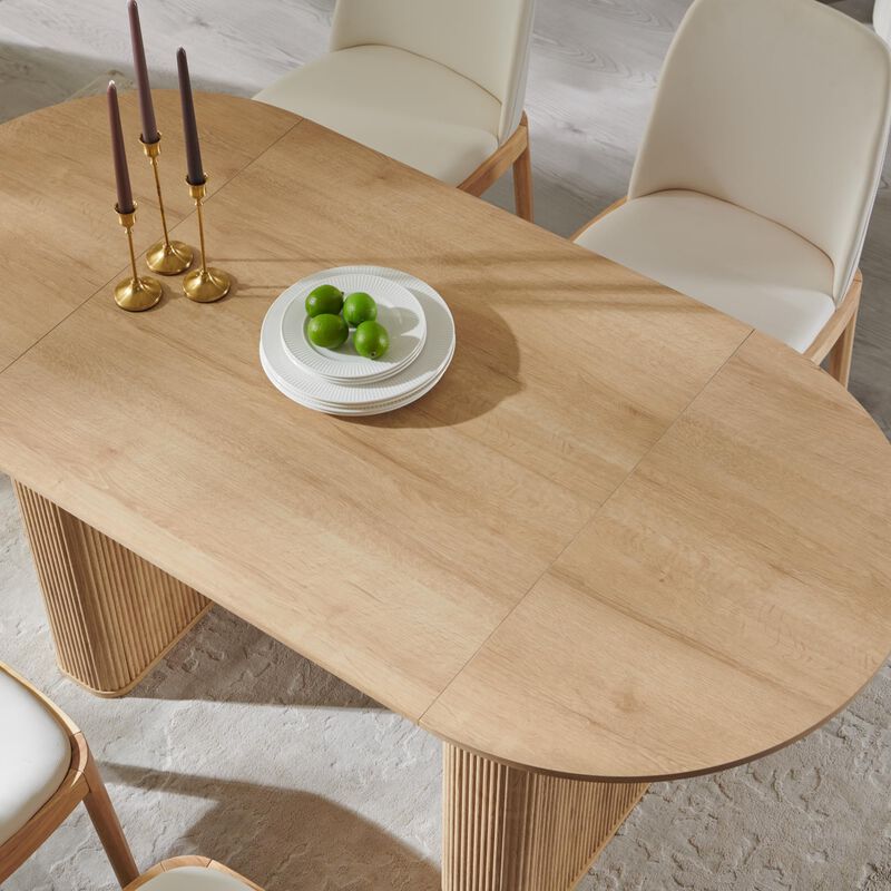 63" Oval Dining Table for 4-6, Fluted Base, Thickened Edge, 300 lb Load image number 3