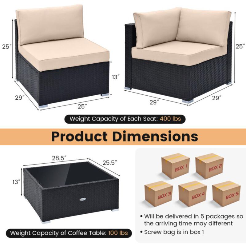 Hivvago 10 Piece Outdoor Wicker Conversation Set with Seat and Back Cushions