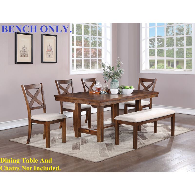 1pc Bench Only Natural Brown Finish Solid wood Contemporary Style Kitchen Dining Room Furniture Seating