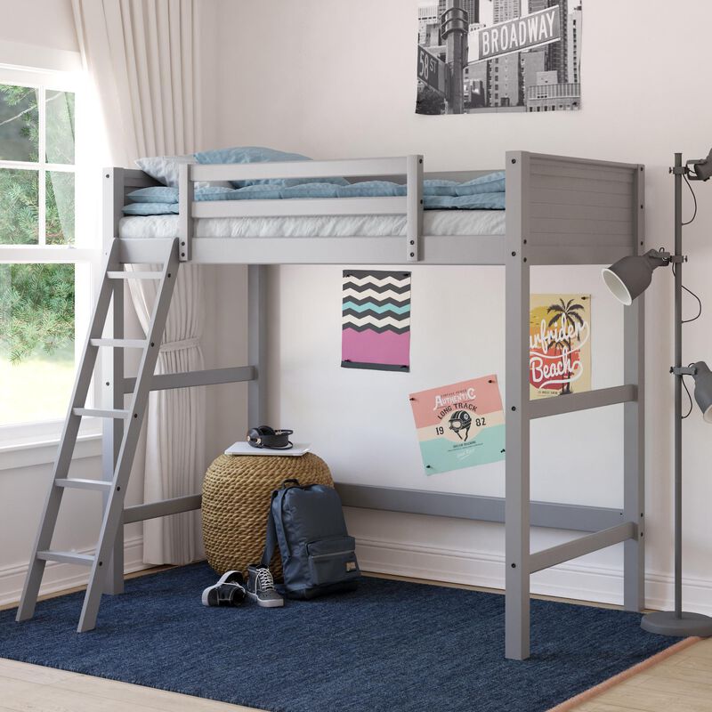 Atwater Living Rollins Kids Wooden Loft Bed with Ladder, Twin