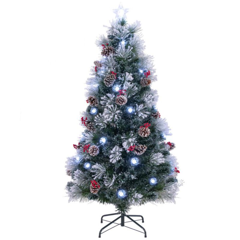 Hivvago Flocked Christmas Tree with 8 Lighting Modes