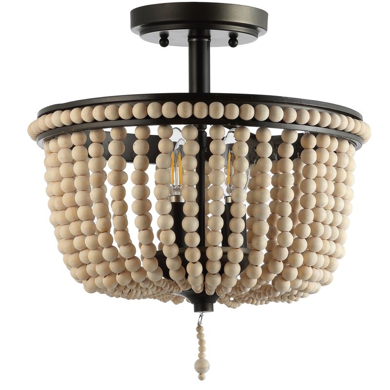 Allie Wood Beaded/Metal LED Flush Mount