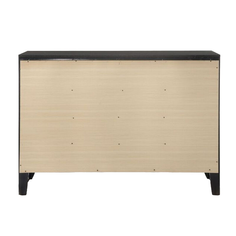 Wooden Dresser With Eight Spacious Drawers, Glossy Black