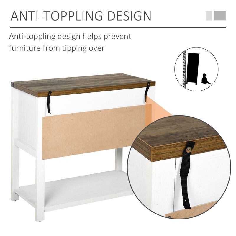 White Kitchen Cupboard: 2-Door Freestanding Cabinet with Bottom Shelf