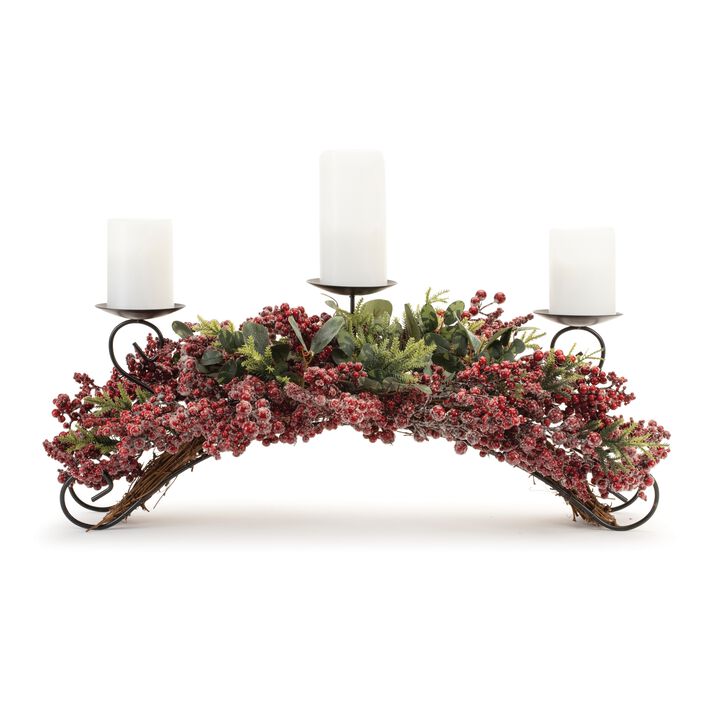 Pine and Berry Centerpiece for Festive Holiday Decor and Seasonal Warmth