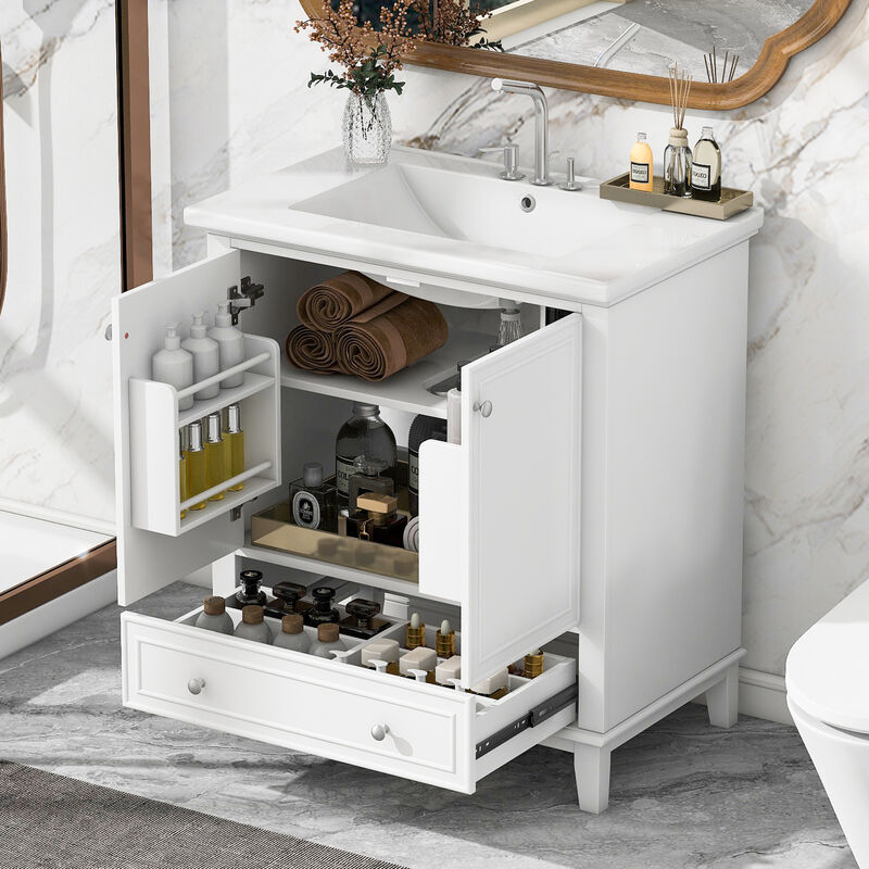 Merax Bathroom Vanity with Sink Combo, Multi-functional Bathroom Cabinet with Doors and Drawer