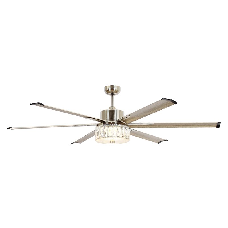 65" Modern Silver LED Ceiling Fan with Remote Control and Aluminum Blades