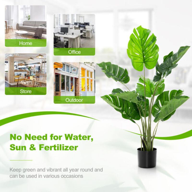 Hivvago 4 Feet Artificial Monstera Deliciosa Tree with 10 Leaves of Different Sizes