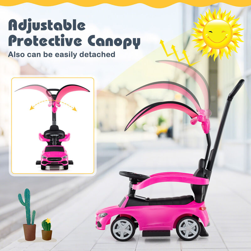 3 in 1 Toddler Ride On Push Car with Canopy Sliding Function and Stroller image number 6
