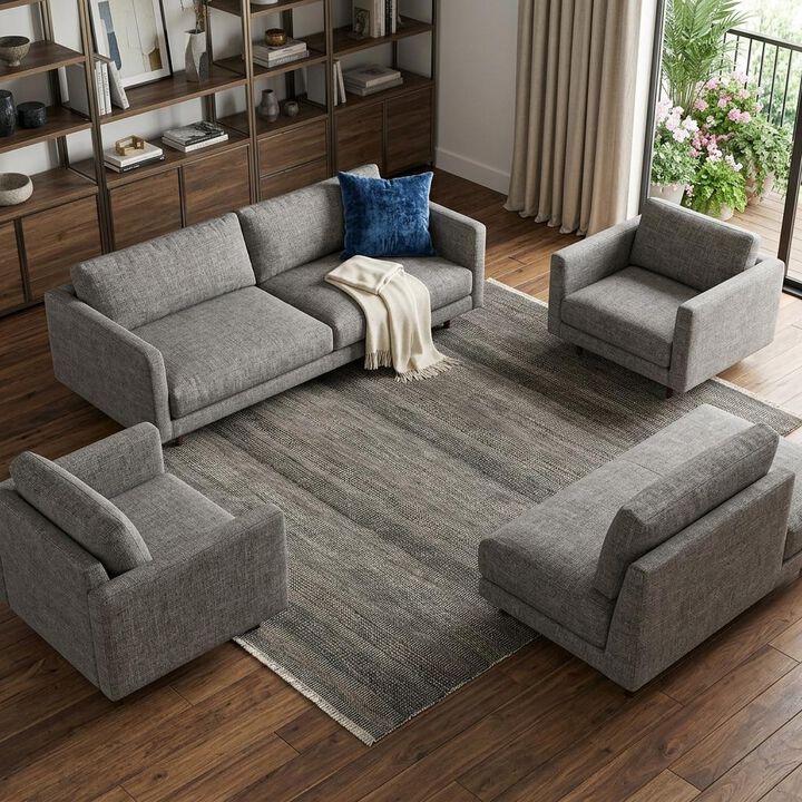 HomeRoots Wool Striped Shag Hand Knotted Area Rug