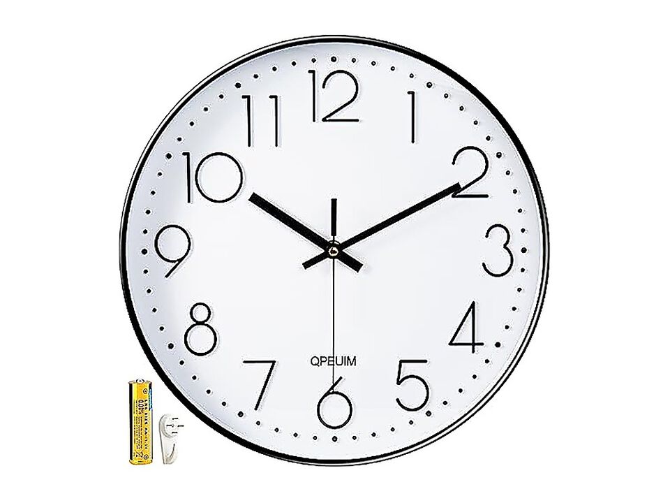 Wall Clock 12 Inch Clocks Non Ticking Battery Operated Stereoscopic Dial Quiet