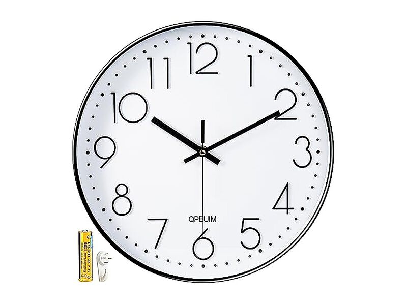Wall Clock 12 Inch Clocks Non Ticking Battery Operated Stereoscopic Dial Quiet image number 0