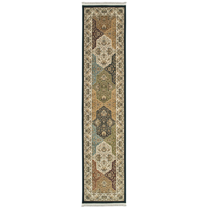 HomeRoots Oriental Runner Rug With Fringe