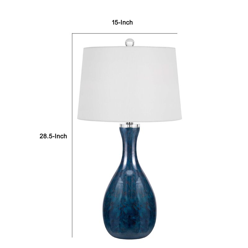Table Lamp Set of 2, Off-White Drum Shade, Dark Blue Glass 29 Inch image number 7