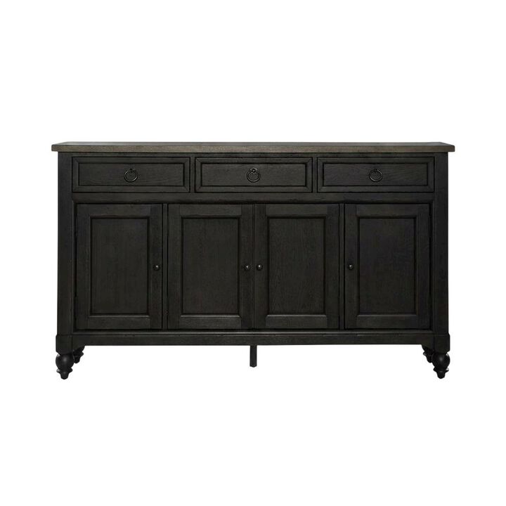 Liberty Furniture Farmhouse Hall Buffet Cabinet with Storage, Solid and Manufactured Wood, Brown