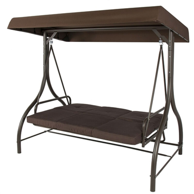 3-Person Outdoor Porch Swing with Adjustable Canopy for Backyard Relaxation