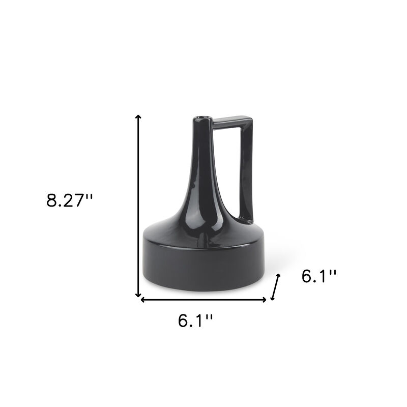 HomeRoots 8" Black Ceramic Jug Vase image number 3