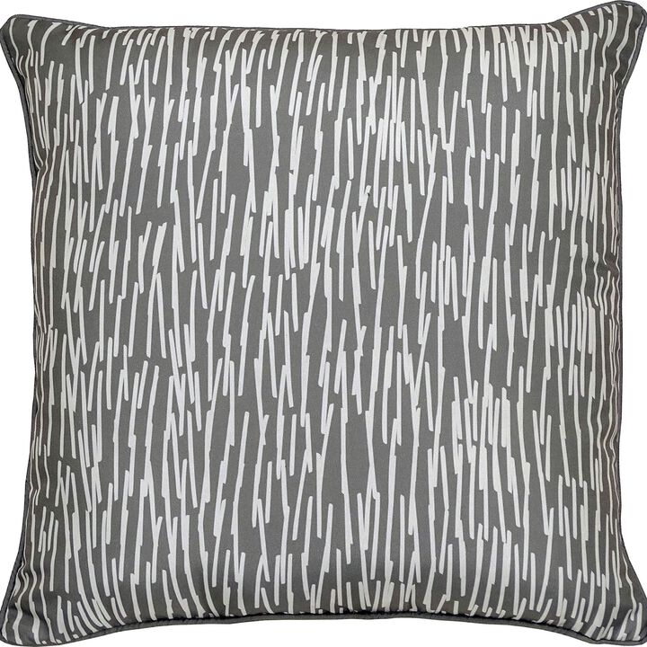 22" Gray and White Square Outdoor Patio Throw Pillow