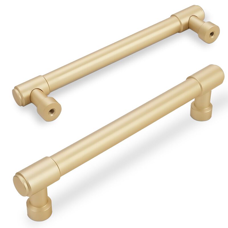 Amasideca 10 Pack Brushed Gold Cabinet Pulls 6.3 Inch(160mm) Hole Centers Kitchen Cabinet Handles Gold Drawer Pulls