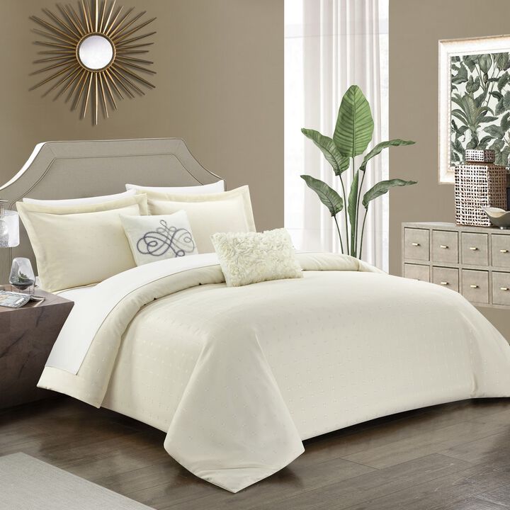 Chic Home Emery 9 Piece Comforter Set Casual Country Chic Pleated Bed in a Bag - Sheet Set Decorative Pillows Shams Included - King 102x96", Beige