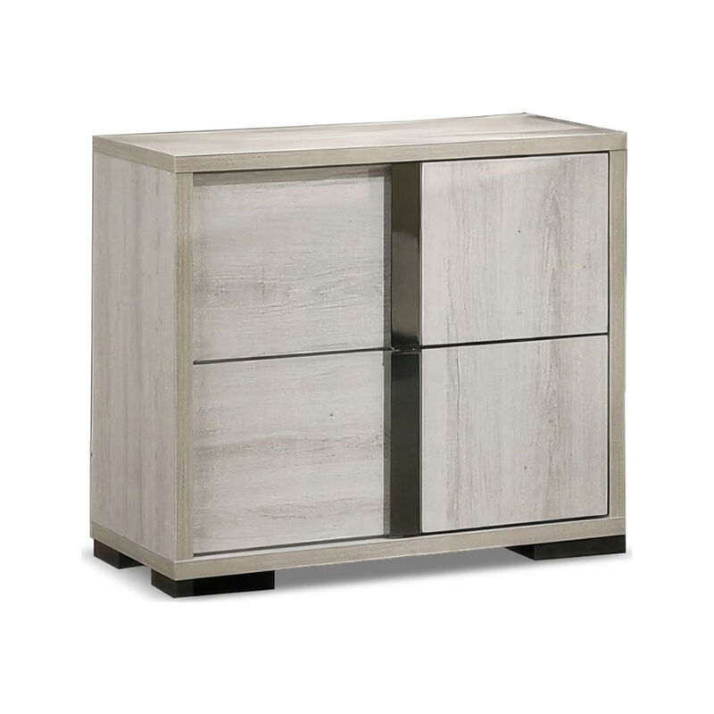 Queen Bedroom Set, White Wash, Chrome, 2 Piece Set with Nightstand image number 4
