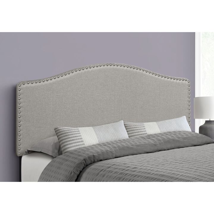 Bed, Headboard Only, Queen Size, Bedroom, Upholstered, Linen Look, Grey, Transitional