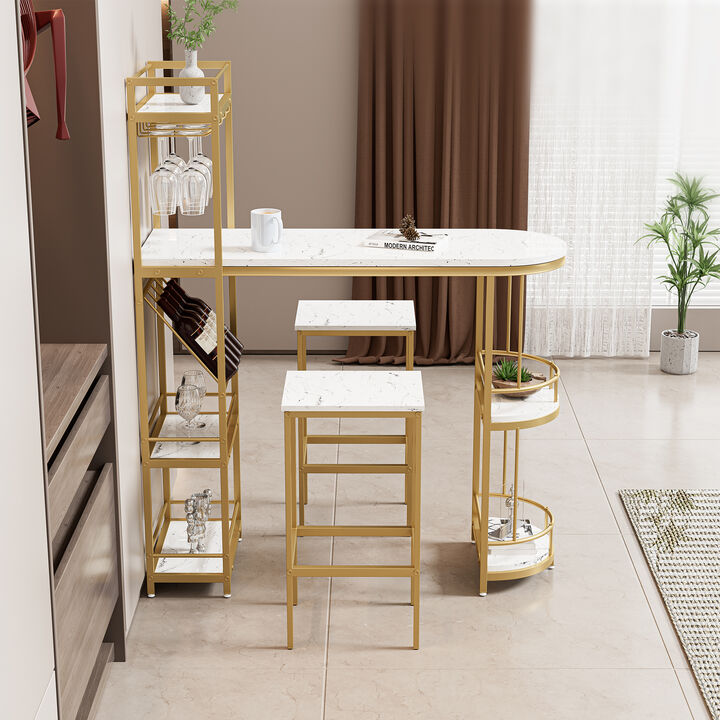 Merax Modern White Kitchen Bar Height Dining Table Bar Table