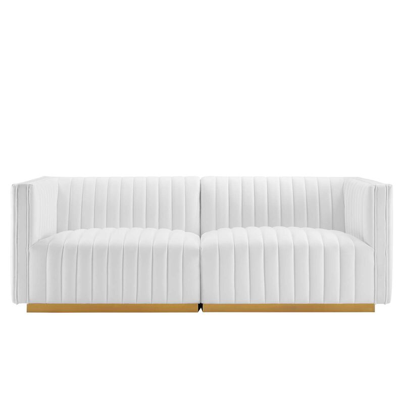 Conjure Channel Tufted Performance Velvet Loveseat image number 0