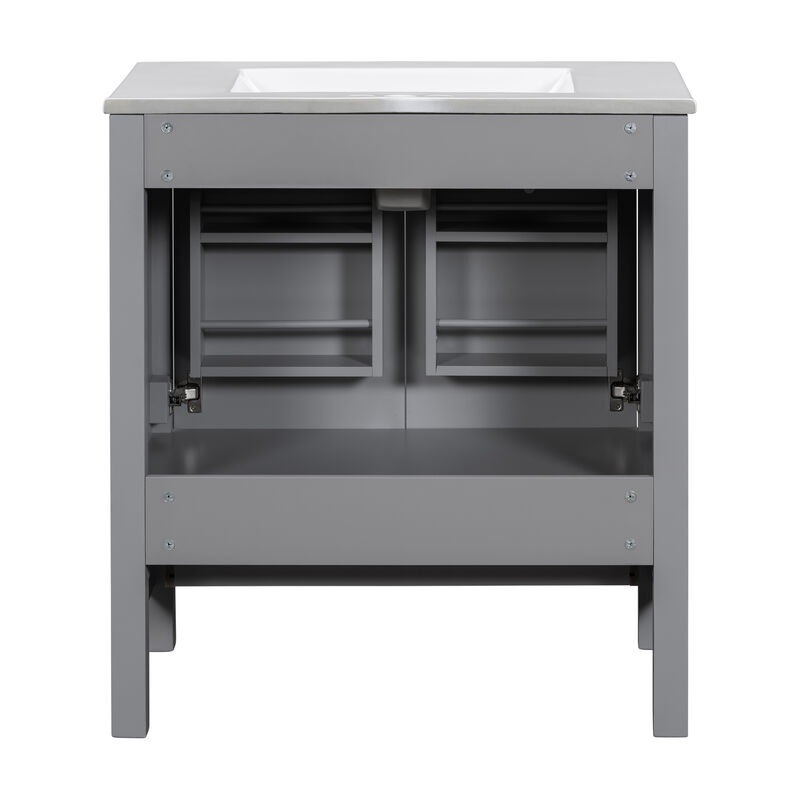 Whisen 30 in. Bathroom Storage Cabinet Bathroom Vanity with 2 Soft Closing Doors and Drawer