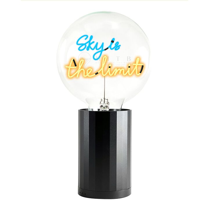 Bulb SKY IS THE LIMIT Blue/ Amber with Base Table Lamp PORTABLE Black