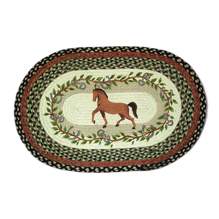 Earth Rugs Op-427 Horse Oak Leaf Oval Patch 20 X 30