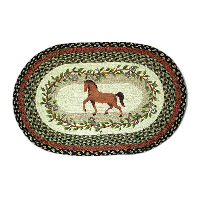 Earth Rugs Op-427 Horse Oak Leaf Oval Patch 20 X 30 image number 0