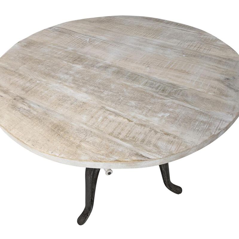 Carolina Living Bentley Adjustable Crank Table - Natural Driftwood Top - Aged Iron Base